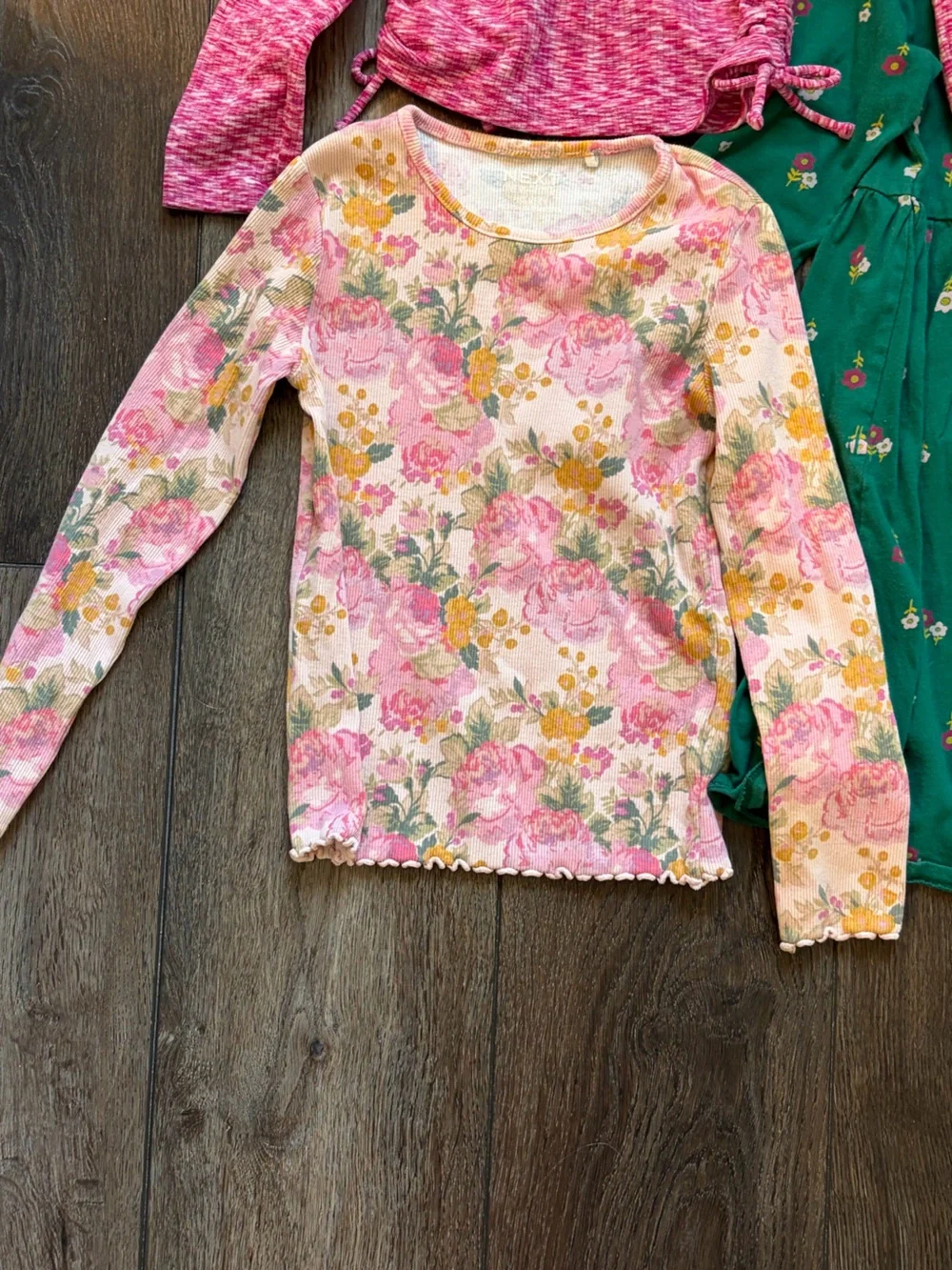 Harper Canyon Green Tee with Pink and Yellow Flower Print